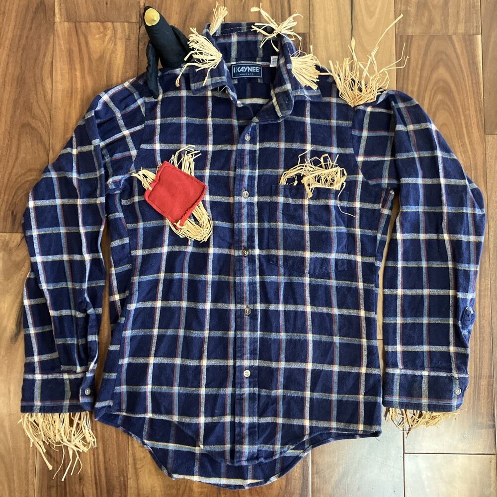 TRUE VINTAGE Children’s Scarecrow Costume Size 12 Handmade Halloween USA Kaynee